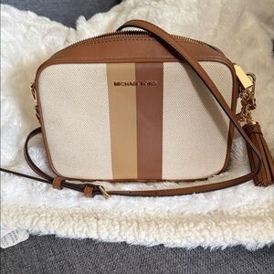Michael Kors Tan and Cream Crossbody Bag